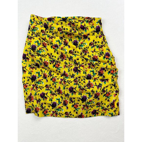 Zara Womens Faux Wrap Mini Skirt Size XS Floral Yellow - Picture 4 of 11